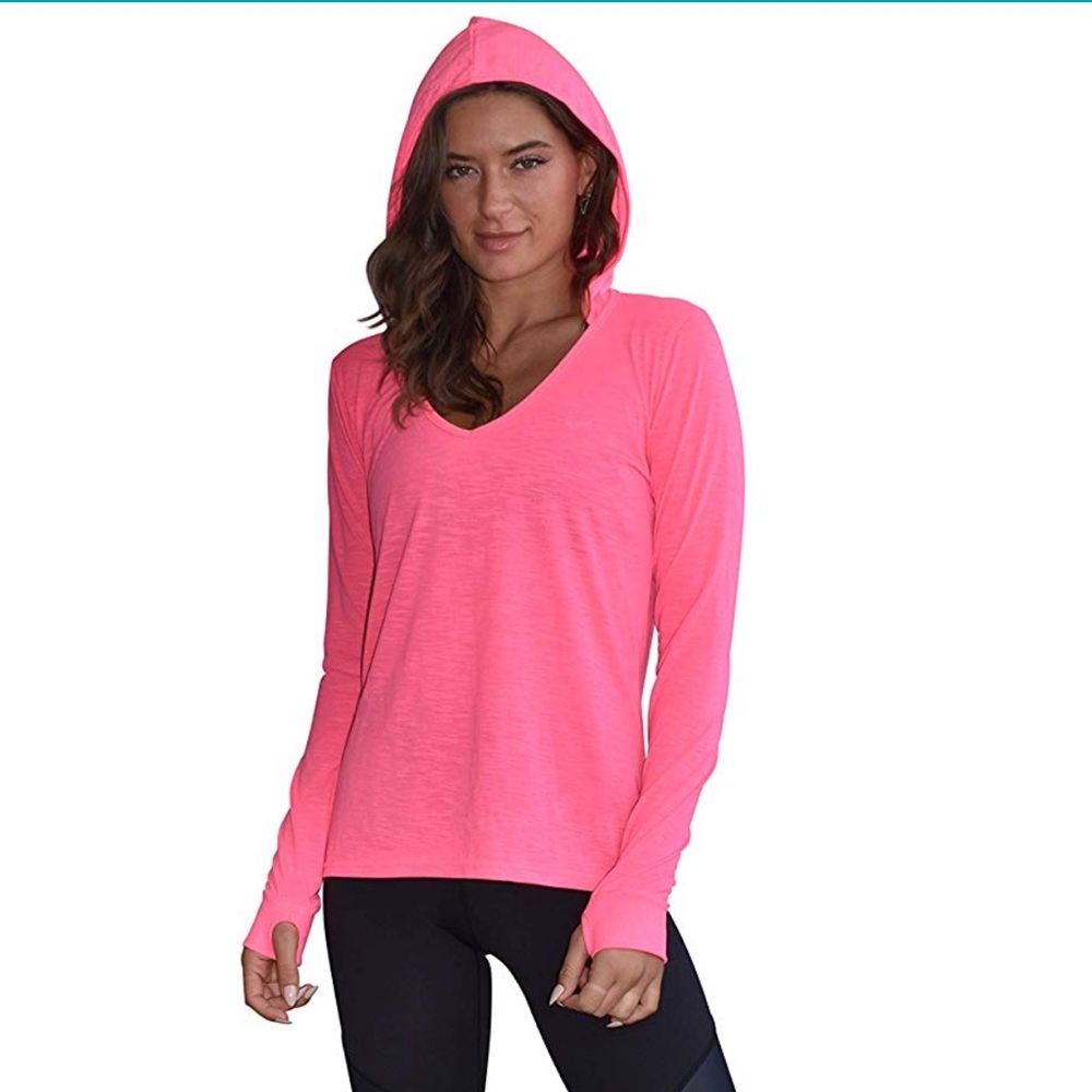 Super Soft Lightweight V Neck Hoodie w Thumbholes